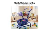 Multi-Purpose Two Tier Shopping Cart 360° Swivel Wheels Double Decker Shopping Trolley Sturdy Construction Small Grocery Cart Heavy-Duty for Shop Owners, Apartment Dwellers, Homeowners, Supermarket, Snack Shop, Book Shop, Home Transport