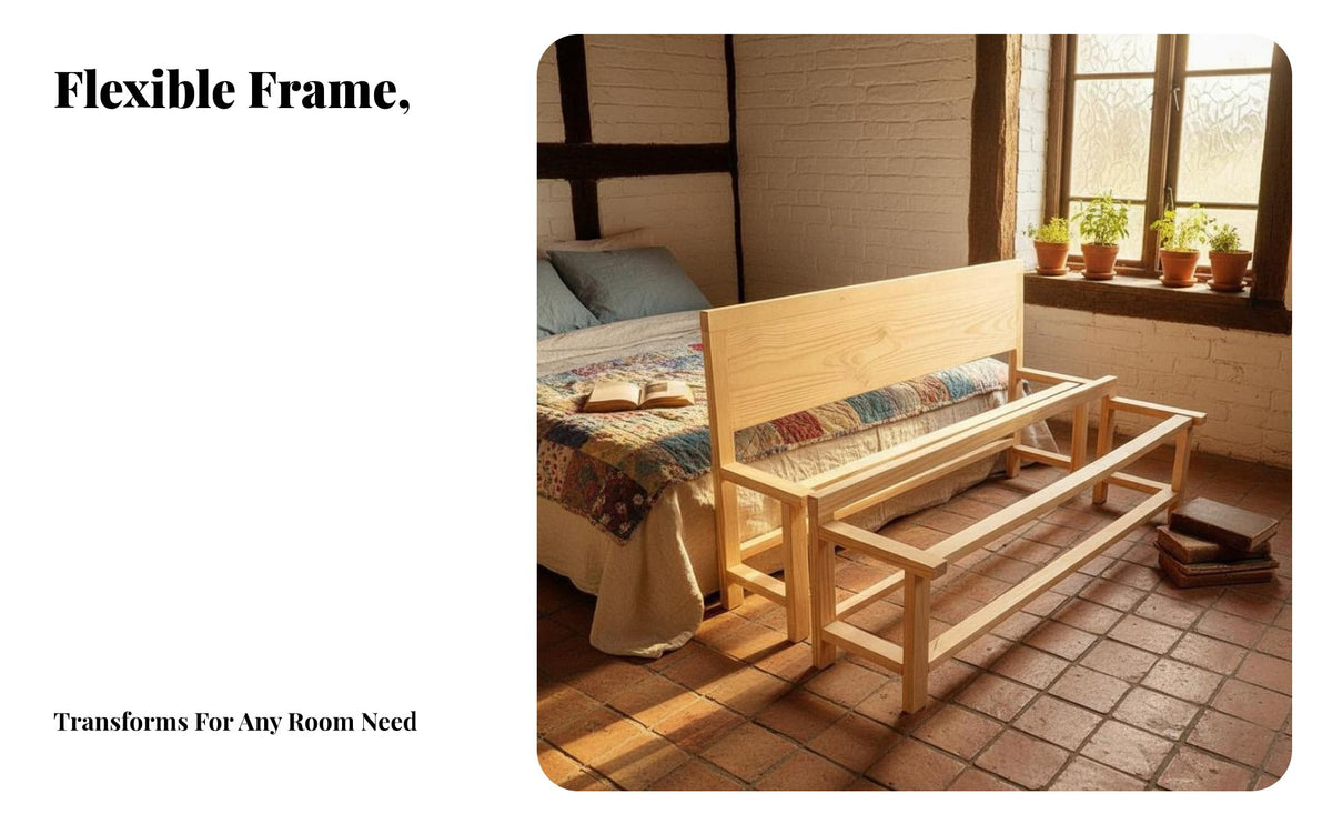 Handmade Woven Base Bed Traditional Design Bedstead durable Wood Construction Bedroom Furniture No Box foundation Needed for Homeowners, partners, Seniors, Rural House, Home, Guest Room