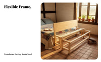Handmade Woven Base Bed Traditional Design Bedstead durable Wood Construction Bedroom Furniture No Box foundation Needed for Homeowners, partners, Seniors, Rural House, Home, Guest Room