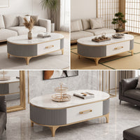 Coffee Table with Storage Drawer Faux Stone Finish Coffee Table with Drawer Modern for Living Room