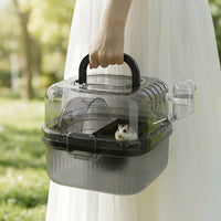 Portable Hamster Cage and Travel Carrier with Built-in Grip, Open Top Hamster Cage Carry Case, Travel Cage Starter Kit with Hamster Wheel