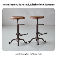 Retro Design Adjustable Industrial Stool With Footrest Counter Chair Stable Base Seating Furniture Swivel Function for Homeowners, Business Owners, Interior Designers, Cafe, Restaurant, Dining Room, Kitchen