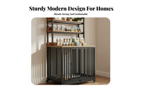 Large Dog Cage with Storage Heavy Duty Crate Reinforced Metal Frame Slide-out Trays Lockable Wheels Suitable for Living Room Bedroom Entryway