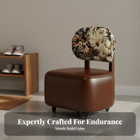 Low Rolling Stool with Spinerest Full-Rotation Casters Rolling Stool with Spinerest Multi-Functional Mobile Seating for Adults, Living Room
