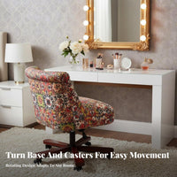 Wheeled Vanity Chair Height Adjustable Office Furniture Vintage Design Effortless Rolling Casters for Students, Bedroom