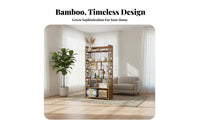 Multi-Tier Display Cabinet Heavy Duty Chinese Design Display Shelf Anti-Fall Side Panels Asymmetrical Room Divider Shelf for Tea Enthusiasts