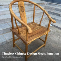 Traditional Chinese Armchair Hardwood Wood Construction Slatrear Armchair With Armrests Vintage Design for Living Room
