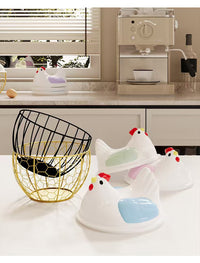Kitchen Storage Basket with Lid, Metal Wire Basket for Eggs, Vegetables, Fruits