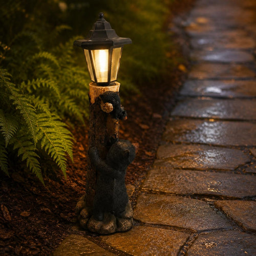 Solar Bear Garden Light Warm Radiance Solar Bear Statue Easy to Use for Yard