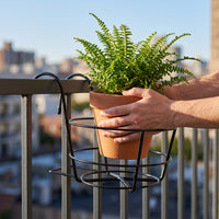 Iron Art Balcony Railing Hanging Planter Holder for Potted Plants