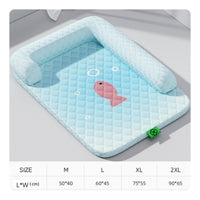 Dog Cooling Mat with Pillow Washable Cooling Dog Bed Non-Slip Bottom for Dogs