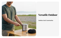 Long-Lasting Stainless Steel Camping Pot Lightweight Camping Cook Set Rust Resistant for Campers, Backpackers, Picnic