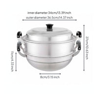 Aluminum Steamer Pot with Insert Uncoated Round Bottom Stockpot Large Capacity Kitchen Cookware For