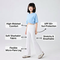 Kids Girls Leggings with Sun Protection for Beach Wear and Summer Activities, High Waist Flared Trousers in Quick Dry Fabric
