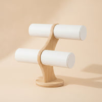 Bracelet Display Stand Two-Tier Bangle Organizer Wooden Jewelry Display Stand for Scrunchie Hair Ties
