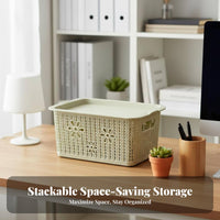Lidded Woven-Pattern Box adaptable Storage Container Decorative for Students