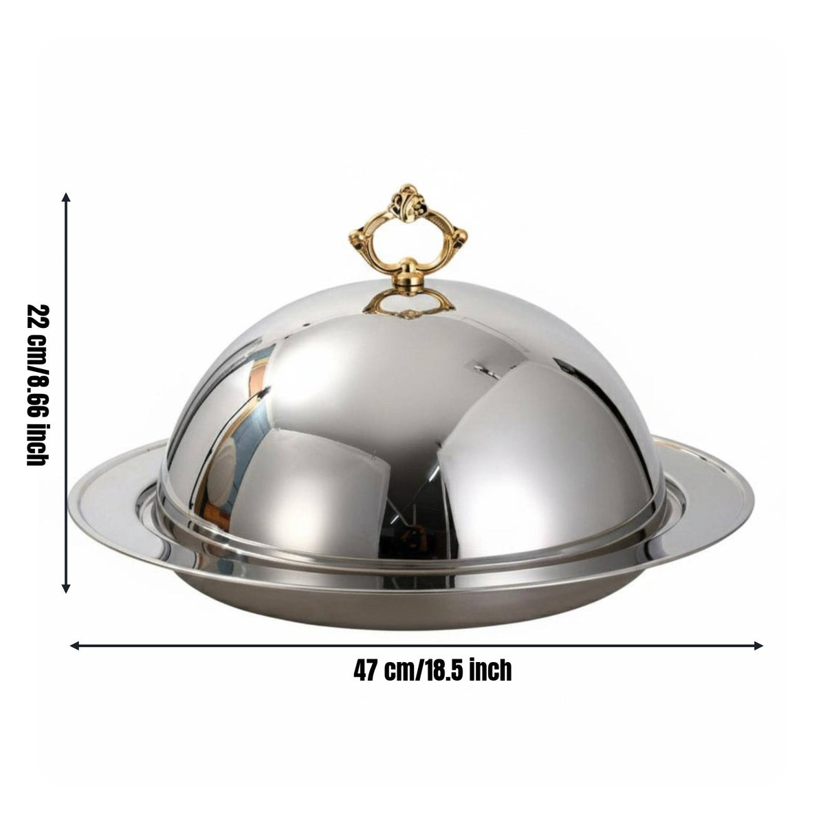 Stainless Steel Serving Platter with Lid High-End Cloche Serving Dome with Tray Multipurpose Cloche Dish Cover for Restaurant
