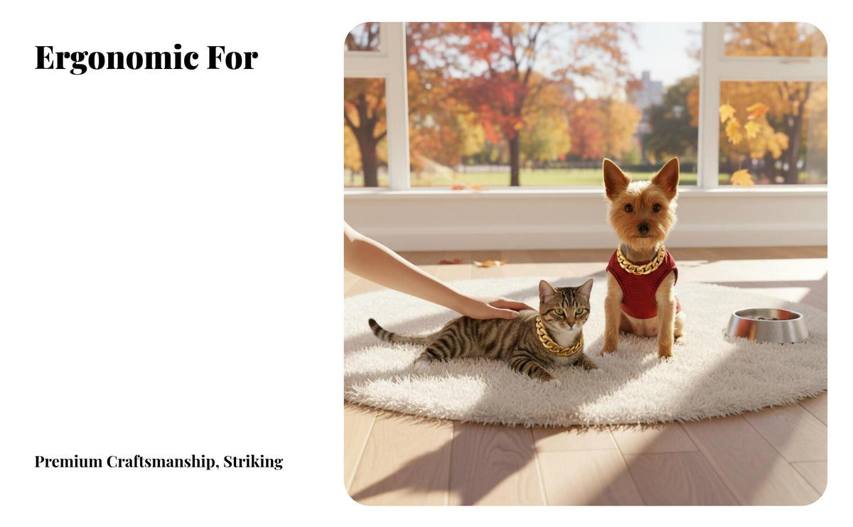 Gold Island Link Pet Adjustable Pet Island Link Chain Fashion Accessory for Cat Owners, Dog Lovers, Special Occasions, Photo Shoots, Daily Wear