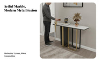 Light Luxury Design Asymmetrical Leg Console Table Modern Minimalist Design Accent Furniture Easy to Clean Hallway Stand Sturdy Structure for Homeowners, Renters, Entryway, Corridor, Living Room, Bedroom
