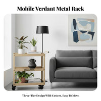 3-Tier Rolling Plant Cart Multifunctional Display Shelf Hollow-Carved Design