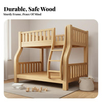 Solid Wood Bunk Bed Guard Rails Wooden Bunk Bed Frame Multi-Functional Bedroom Furniture for Children, Families, Small Areas, Guest Room, Home