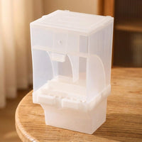 Automatic Bird Feeder and Dispenser, Transparent Cage Hanging Mount with Perch, Anti-Spill Parrot Cockatiel Budgie Accessories Small