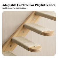 Sisal Rope Steps on surfacesMounted Cat Ladder Multi-Level Design Pet Climbing framework Space-Saving nailing Surface for felines, Apartment Dwellers, Small areas, Play Area, Indoors, Living Room