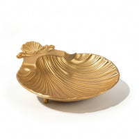 Shell Jewelry Tray Gold Mollusk-Form Jewelry Holder Compact decorative Tray for Desk