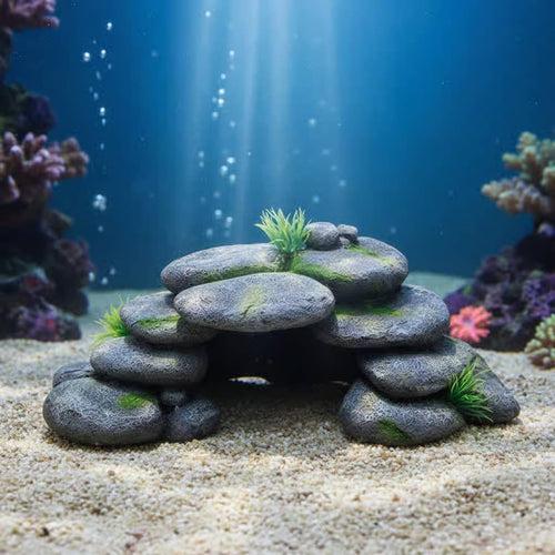 Aquarium Cave with Hollow Center Resin Aquarium Cave Ornament fishes Tank Rock for Aquatic Landscaping