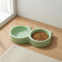 Double Pet Bowl Glossy Feline Bowl Integrated Unit for Feeding