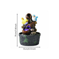 Bird Water Feature Decor Resin Material Mini Indoor Waterfall Fountain Easy Setup Circulating Water Ornament for Desktop