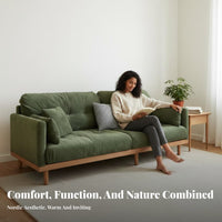 3-Seater Straight-Line Settee Removable and cleanable Cover 3-Seater Settee sturdy wood Wood Frame Sofa for Small Apartment Dwellers, Families, Lounge, Home