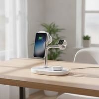 25W 3-in-1 Charging Stand Cool 3-in-1 Charging Station Compatible Qi2 Wireless Charger Easy Alignment for Desk
