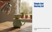 Ceramic Coffee Dripper Set, Cone Strainer, Folded Design, Sharing Pot, Home Use