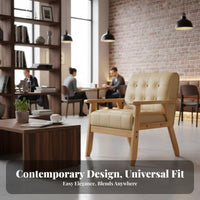 2 Pieces Armchair with Matching Side Table Japaneseaesthetic Design Seating Group Wide Seat Sturdy and Strong for Reception Area
