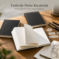 A5 Thick Blank Notebook, Vintage Style Durable Sketchbook Journal, 184 Sheets