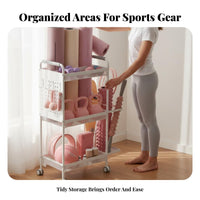 Space Saving Fitness Mat Storage Rack Mobile with Wheels Fitness Mat Storage Holder Large Capacity Home Gym Rolling Organizer Heavy Duty for Women