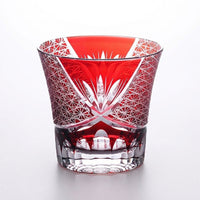 Kiriko-style Crystal Whiskey Glass, Green Dragon Eye Cut