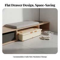 Rolling Under-Bed Organizer With casters Flat Rolling Storage container for Homeowners