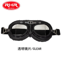 Classic Matte Black Frame Angled Goggles for Retro Helmets