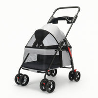Pet Stroller with Storage Basket 4-Wheel Foldable Pet Stroller Long-Lasting