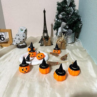 24-Piece Halloween Mini Witch Hats and Broomsticks with Pumpkin Heads for Halloween Party