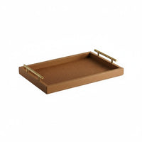 Leather Tray Easy to Carry Rectangular Tray with Handles High Edges Home Storage for Living Room