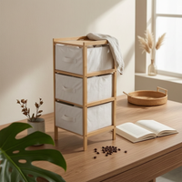 Bamboo Storage Rack Pull Handles Textile Drawer Shelf Wheels