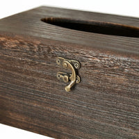 Tissue Box and Napkin Holder for Home Office or Living Room, Square Wooden Facial Tissue Holder with Flip Lid