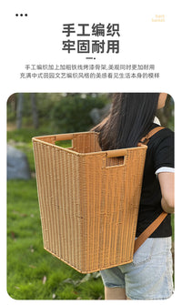 大号背篓塑料藤编成人家用买菜背篼背篮采摘筐加固便携收纳筐