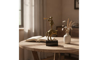 Figure on Marble Base Gold-Toned Sculpture with Marble Base Shiny Figure Statue Black Decorative Sculpture Compact