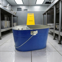 Oval Metal Mop Pail Integrated Handle Cleaning Container Long-Lasting