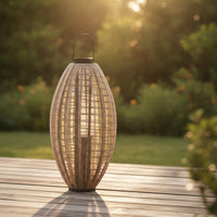 Woven Floor Lantern Decorative Standing Lantern with Handle Accent Light Tall Lighting Soft for Entryway, Lounge