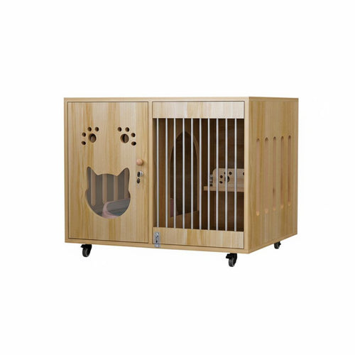 Cat Activity Center Indoor Cat House Cabinet Cat Tower Multi-level Cat House Wooden Panels Spacious Habitat Suitable for Living Room Bedroom